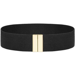 6841 Wide Elastic Stretch Waist Belts Women Waistband Dress Vintage Belt Black